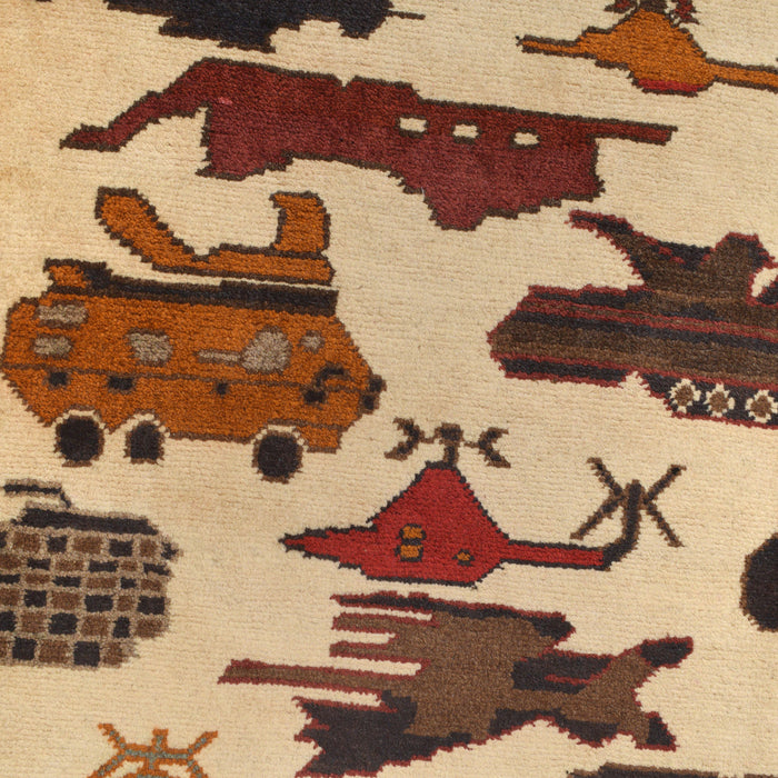 Afghan War Weapons Symbol Carpet 3.9x2.7 ft