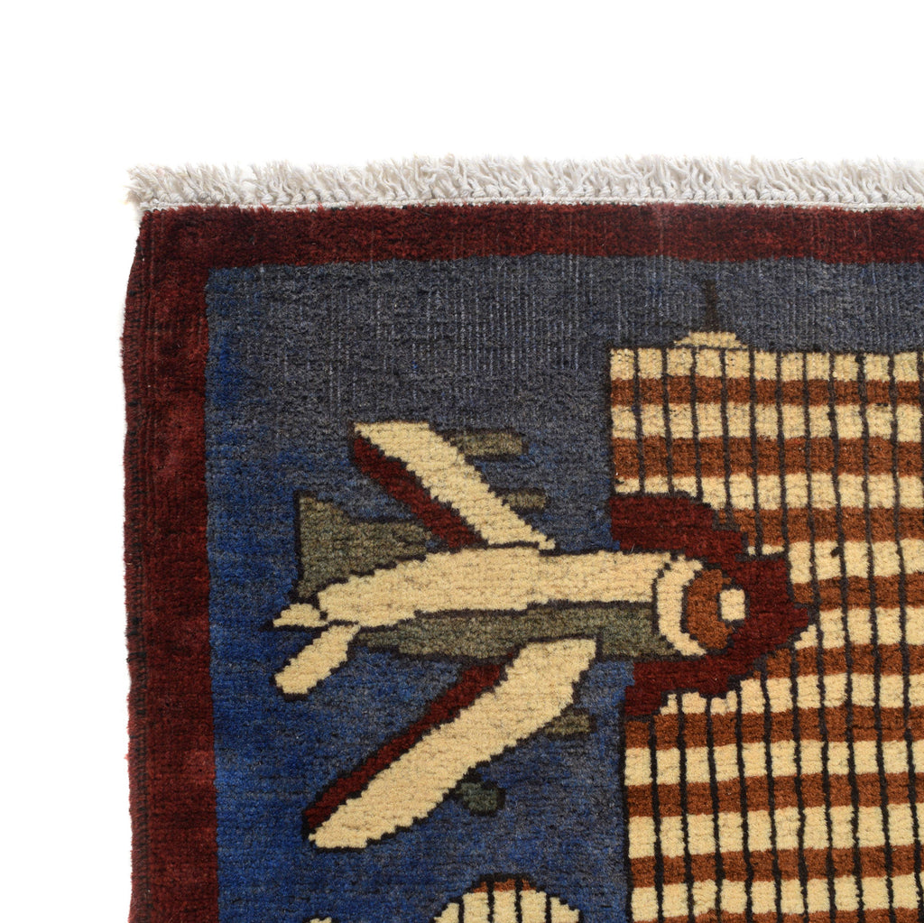 Afghan 9/11 Storytelling War Rug 4.2x2.6 ft