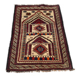 Prayer Rug Afghan Weaving Style 3.7x2.3 ft
