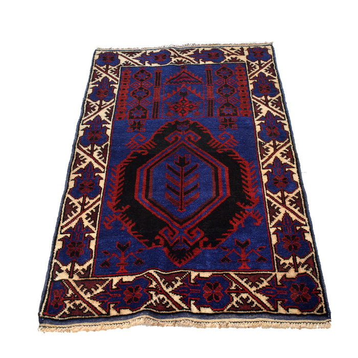 Handmade Nomad Afghan Prayer Rug 4.5x2.7 ft