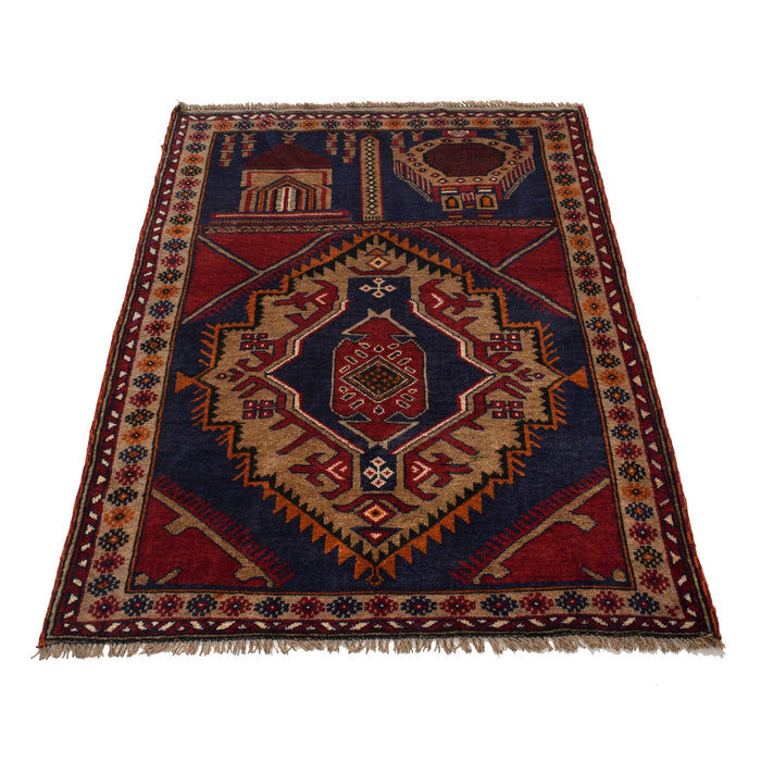 Afghan Rug Prayer Mat Design 4.7x3.2 ft