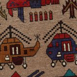 Vintage Cultural War Weapons Carpet 6.1x4.4 ft