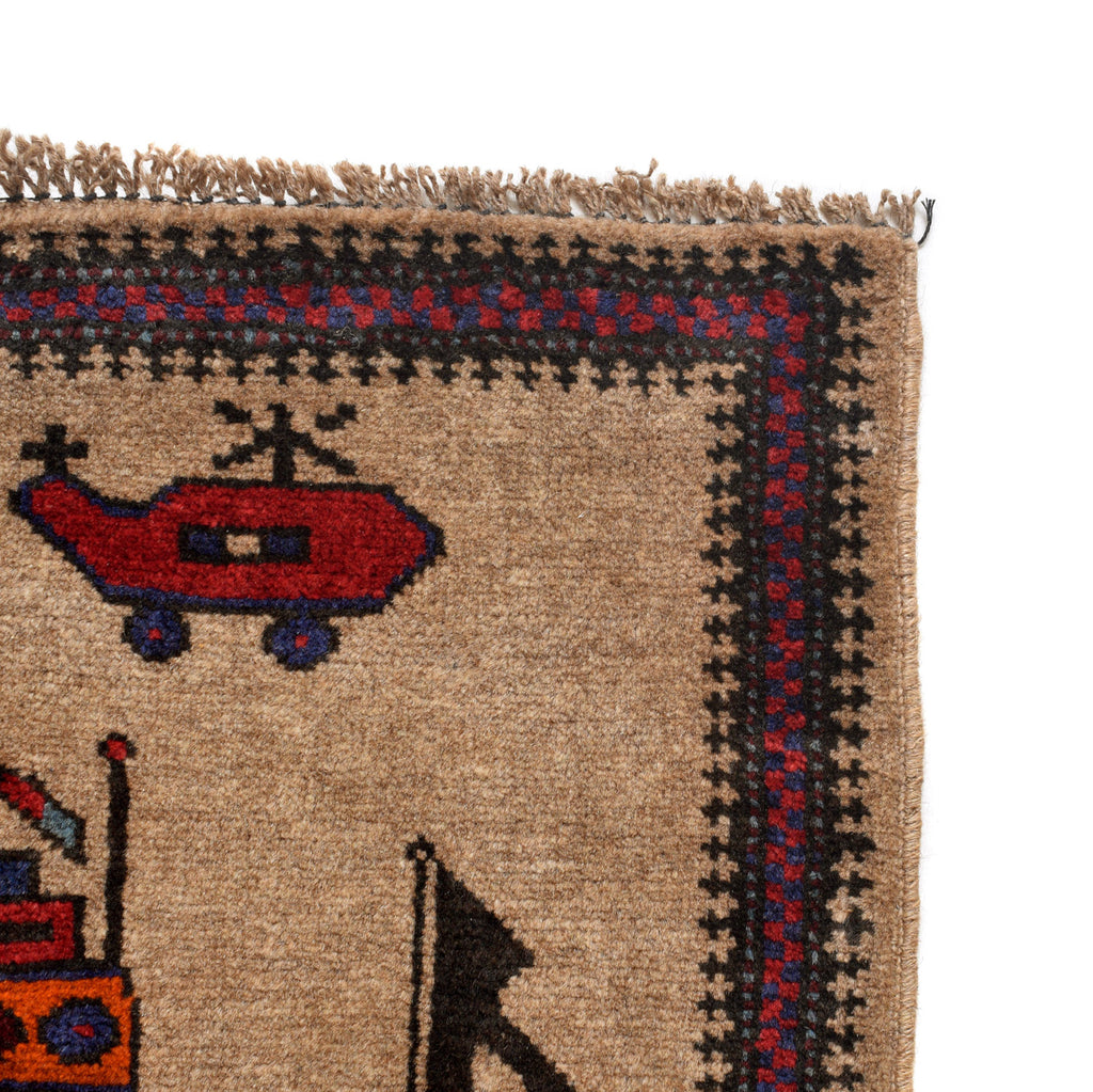 Afghan Storytelling War Weapons Rug 4.4x2.9 ft