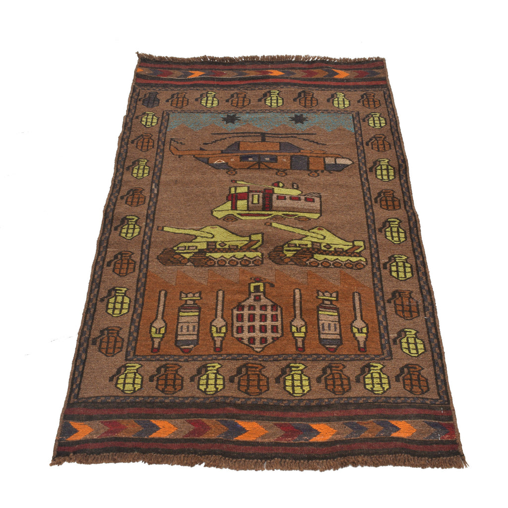 Traditional Afghan Helicopter Heritage Rug 4.6x2.7 ft