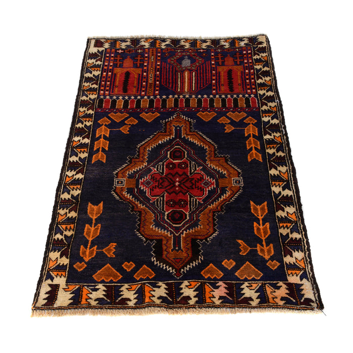 Soft Afghan Nomadic Prayer Mat 4.7x2.9 ft