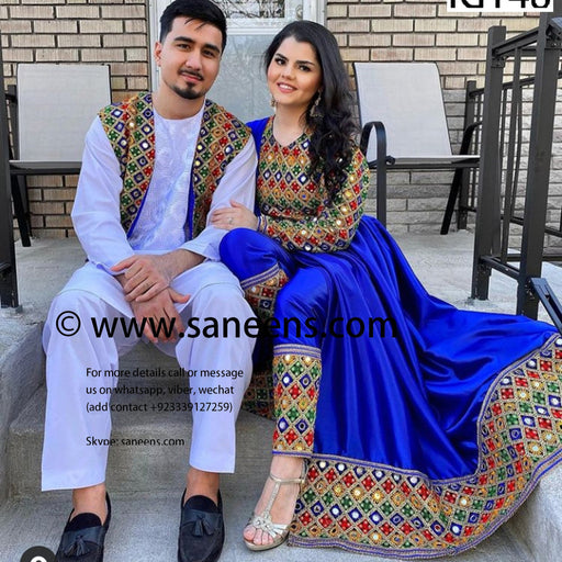 Traditional Afghan mirror work saneens bridals clothes