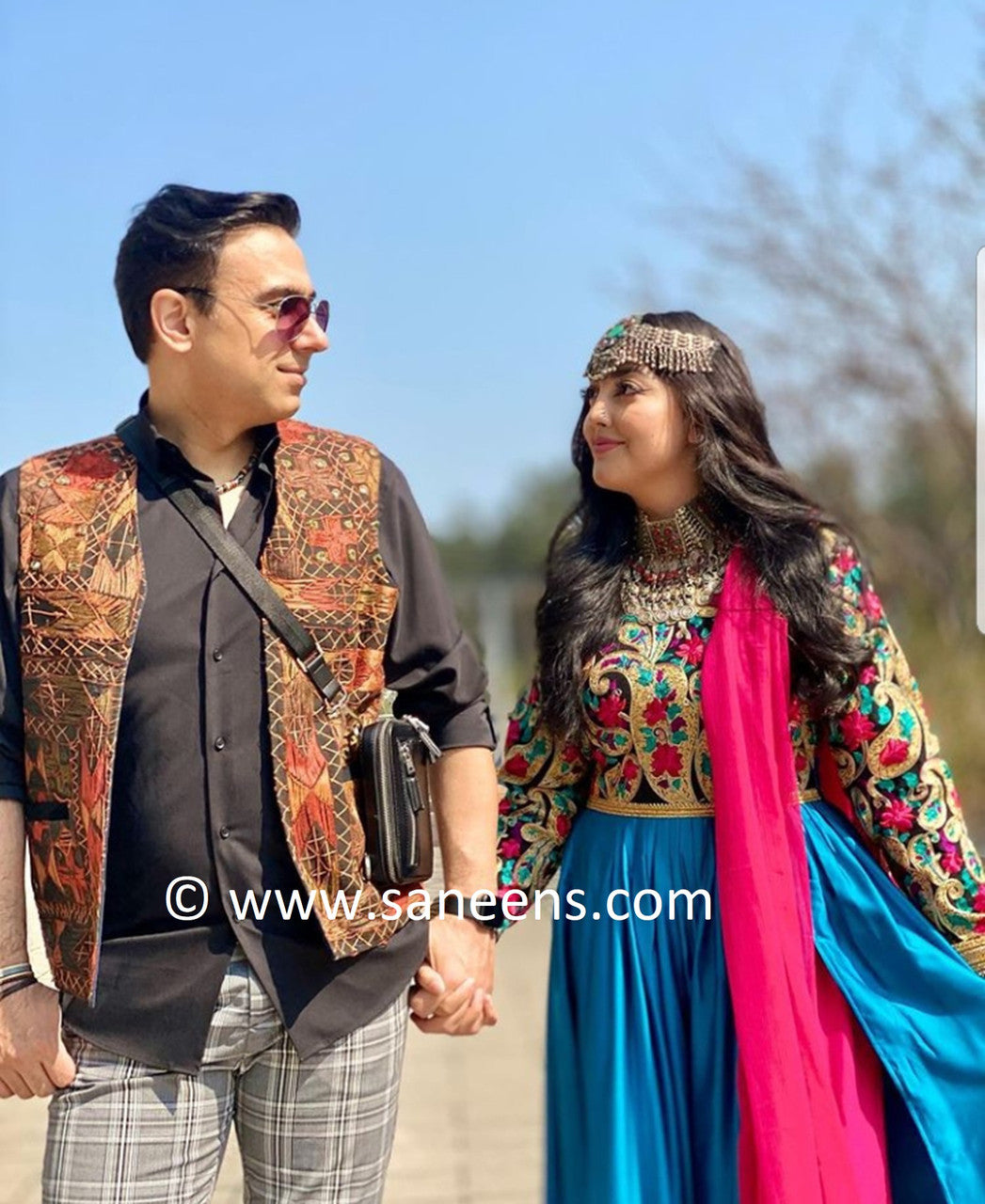 afghan fashion embroidery dress in multicolor