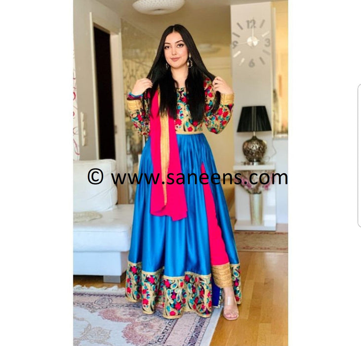 beautiful blue color embroidery dress