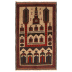 Afghan Artisan Wool Prayer Rug 4.6x2.8 ft