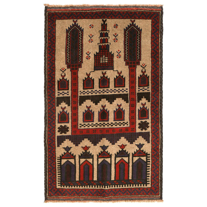 Afghan Artisan Wool Prayer Rug 4.6x2.8 ft