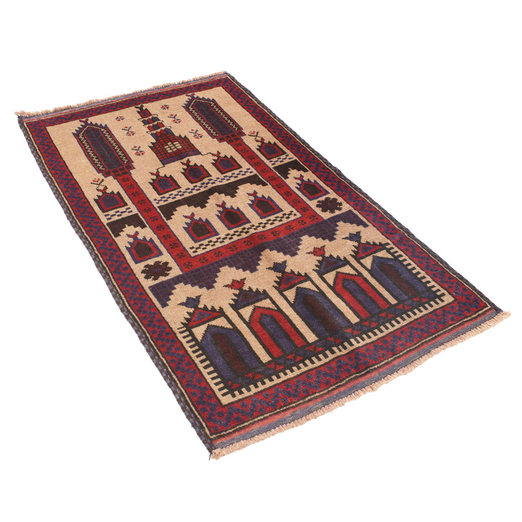 Afghan Artisan Wool Prayer Rug 4.6x2.8 ft