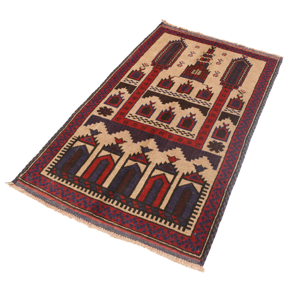 Afghan Artisan Wool Prayer Rug 4.6x2.8 ft