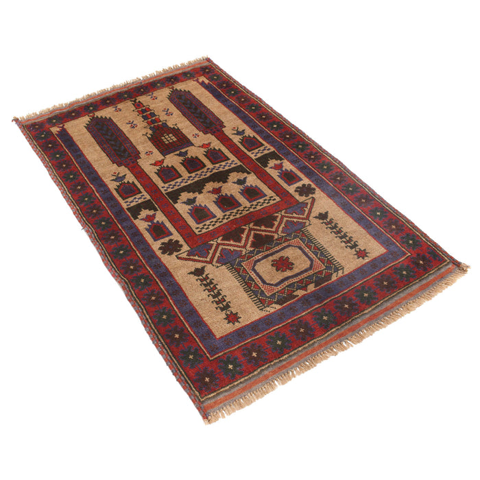 Classic Afghan Handwoven Prayer Mat 4.4x2.8 ft