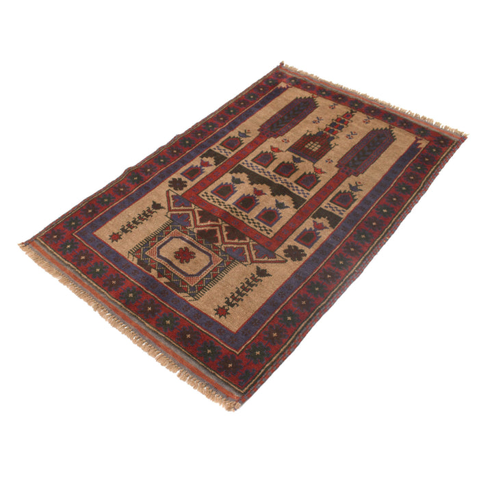 Classic Afghan Handwoven Prayer Mat 4.4x2.8 ft