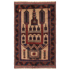 Nomad Handcrafted Afghan Prayer Mat 4.2x2.8 ft