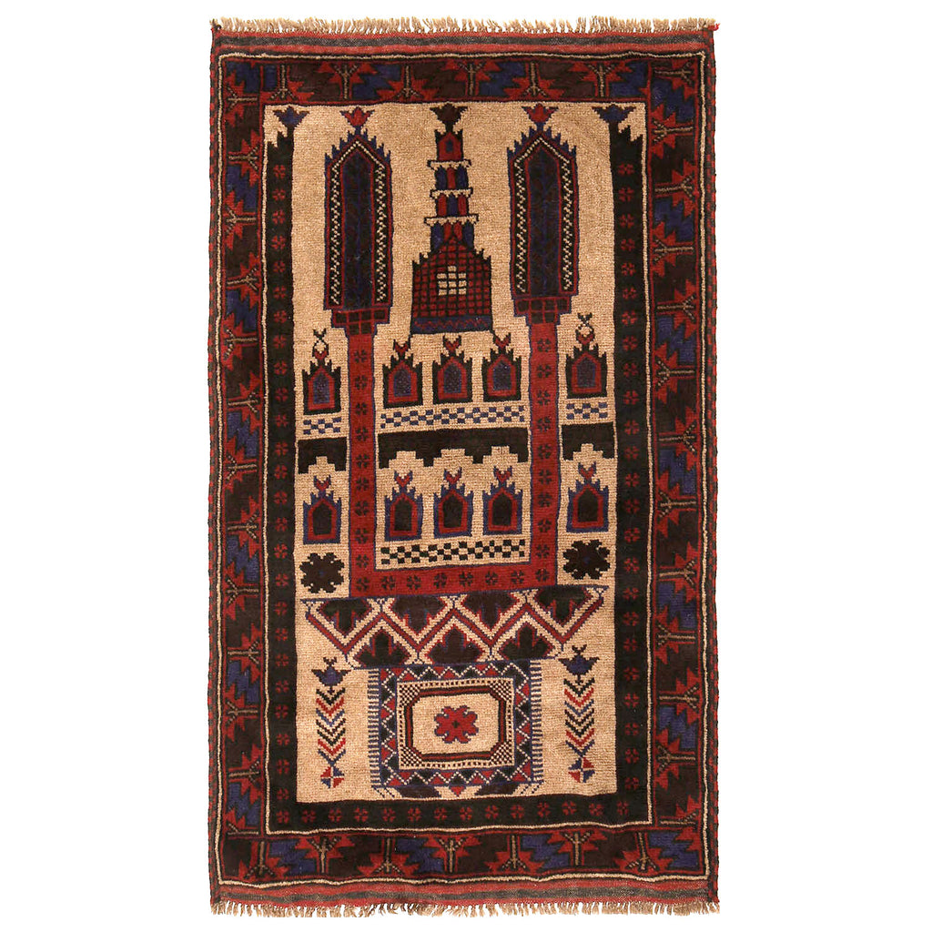 Afghan Prayer Rug Artisan Weave 4.5x2.7 ft