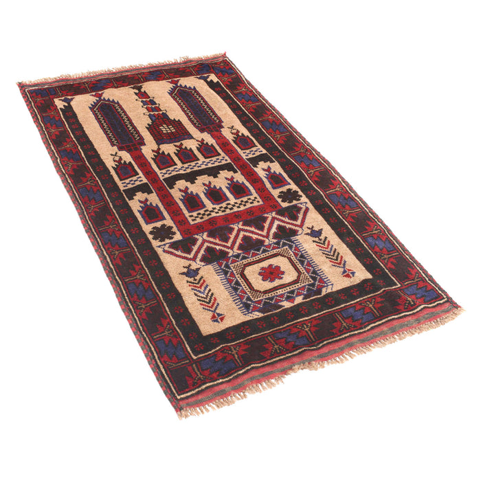 Afghan Prayer Rug Artisan Weave 4.5x2.7 ft