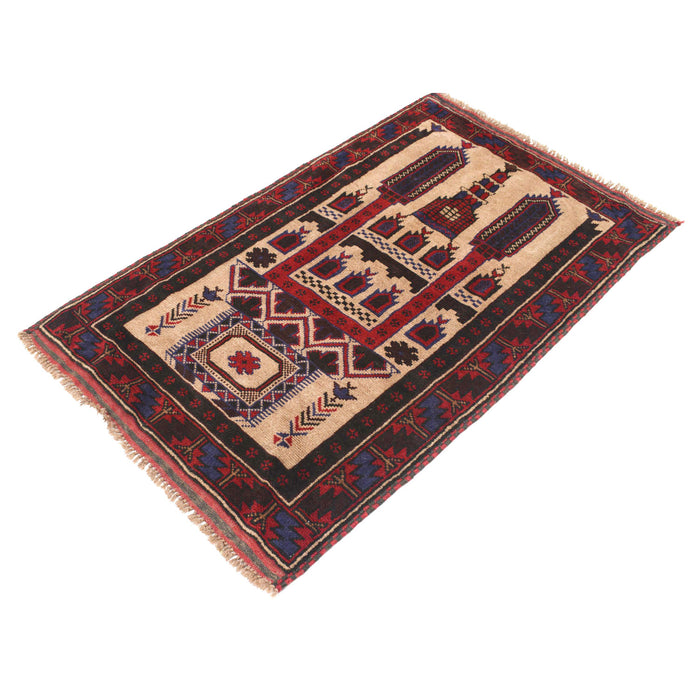 Afghan Prayer Rug Artisan Weave 4.5x2.7 ft