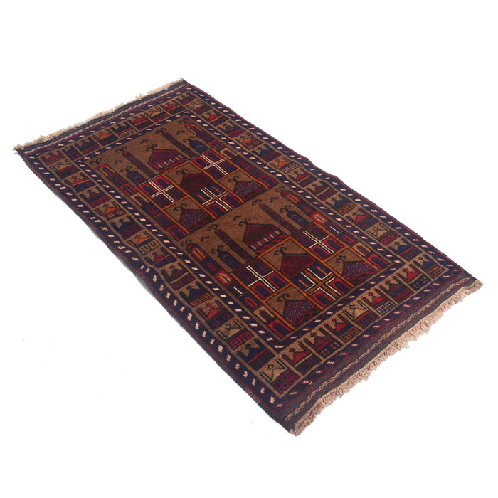 Wool Afghan Prayer Mat Craft 4.3x2.3 ft