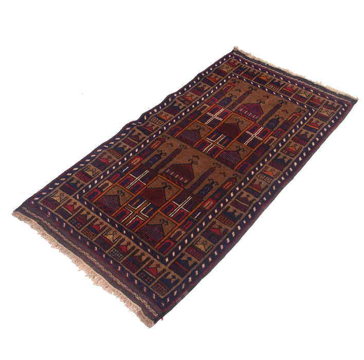 Wool Afghan Prayer Mat Craft 4.3x2.3 ft
