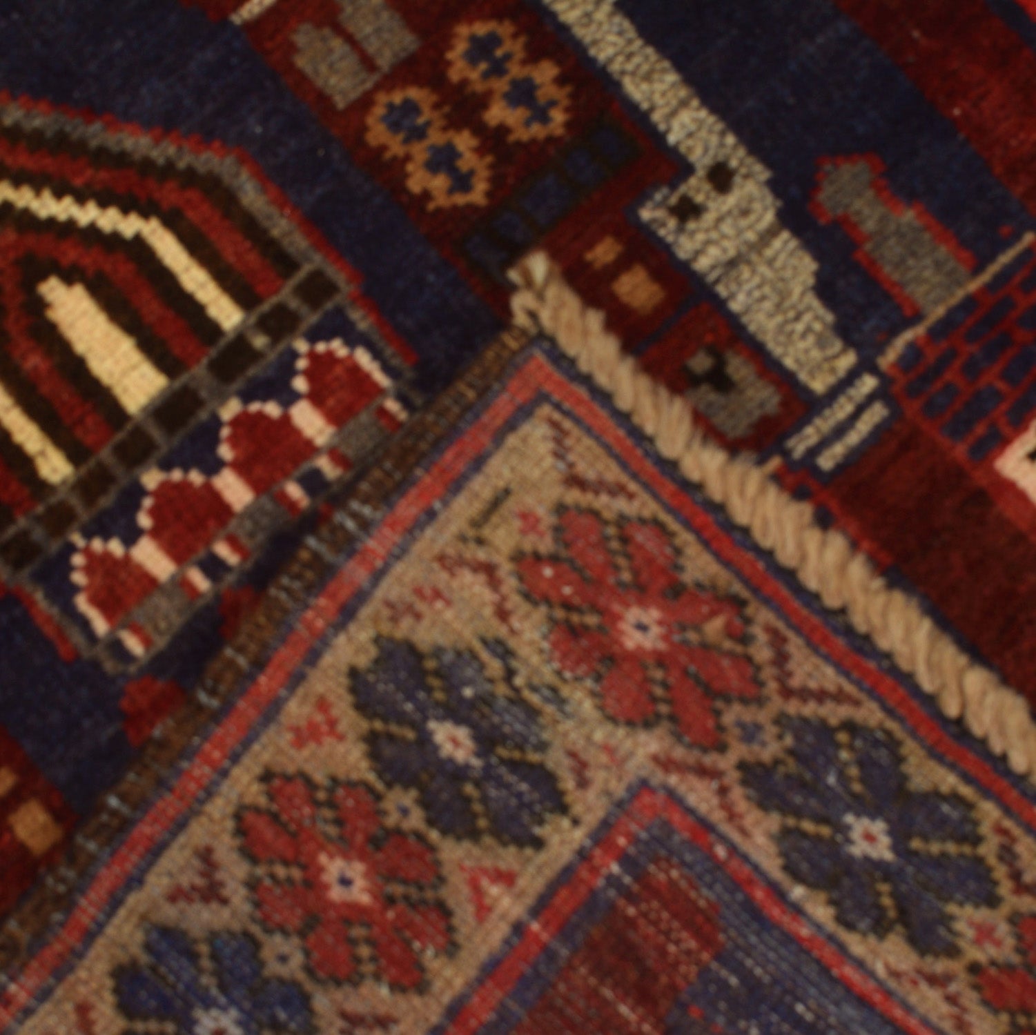 Prayer Rug Traditional Afghan Weave 4.1x2.7 ft