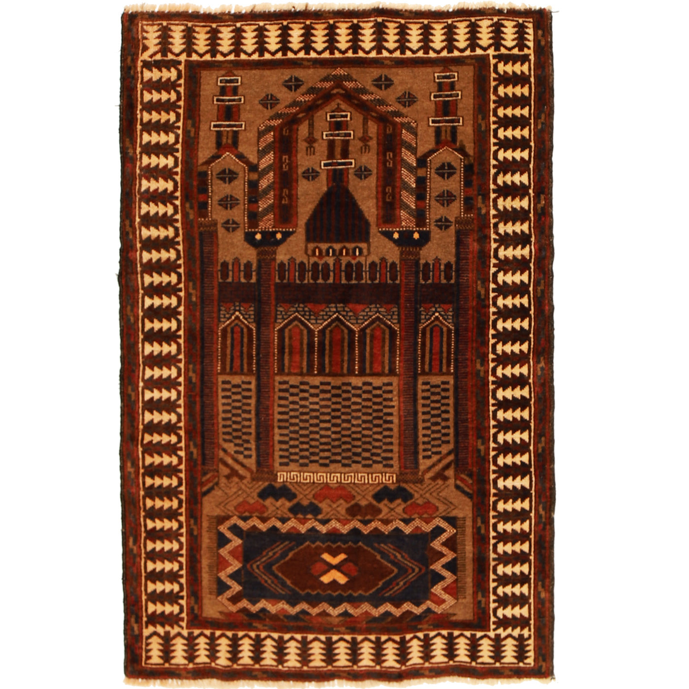 Afghan Islamic Prayer Mat Handmade 4.3x2.8 ft