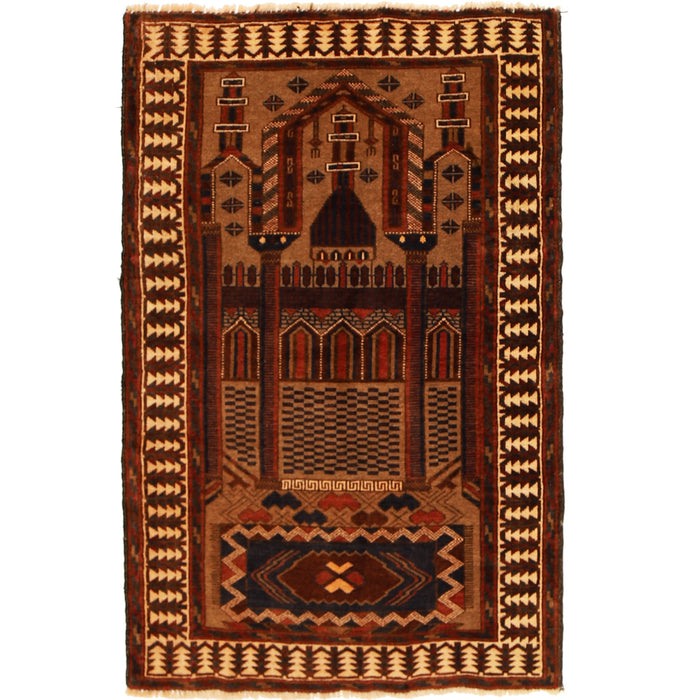 Afghan Islamic Prayer Mat Handmade 4.3x2.8 ft