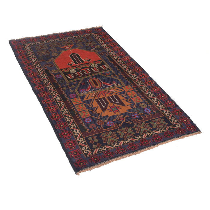 Afghan Nomadic Rug Prayer Mat 4.4x2.6 ft