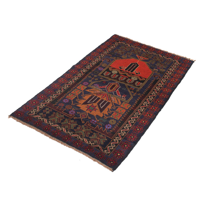 Afghan Nomadic Rug Prayer Mat 4.4x2.6 ft