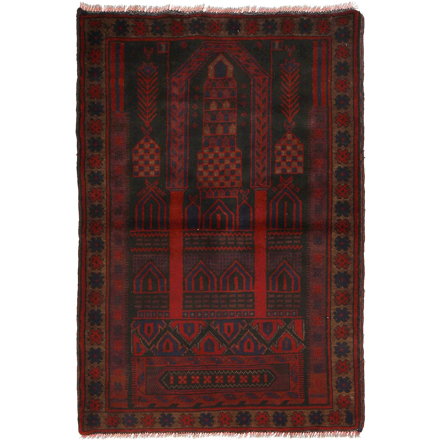 Fine Afghan Wool Prayer Mat 4.7x3.1 ft
