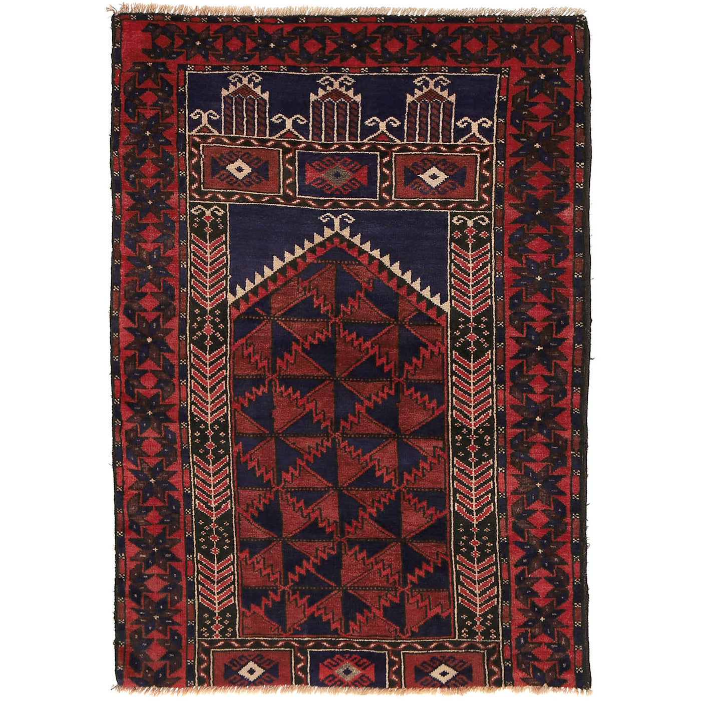 Prayer Mat Afghan Craft Detail 4.2x2.8 ft
