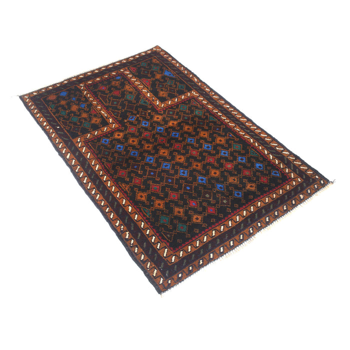 Afghan Handwoven Prayer Rug Work 4x2.7 ft