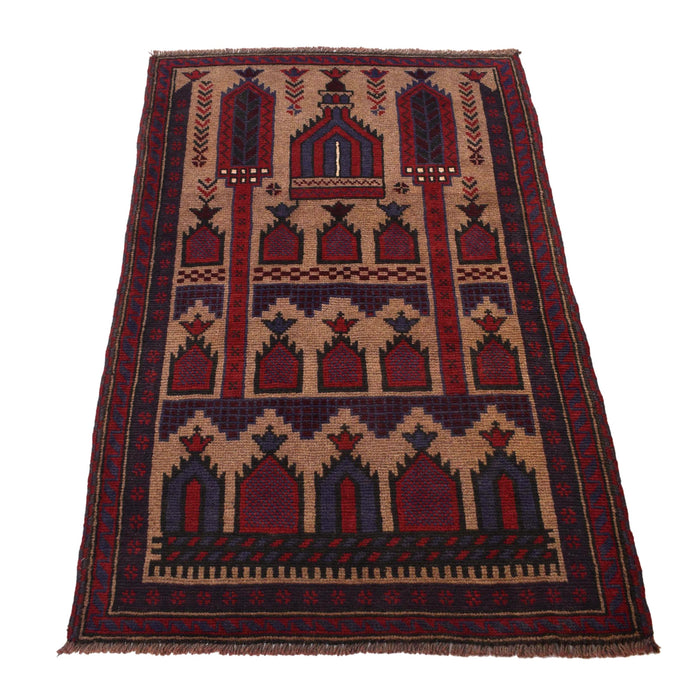 Afghan Wool Loomed Prayer Mat 4.5x2.9 ft