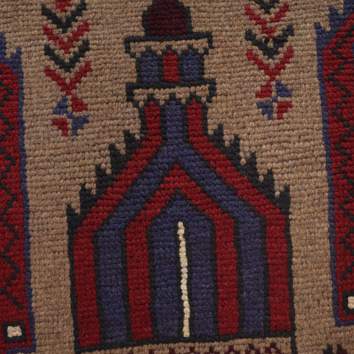 Afghan Wool Loomed Prayer Mat 4.5x2.9 ft