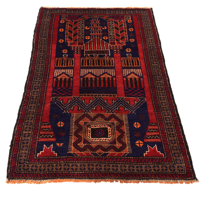 Afghan Prayer Mat Authentic Weave 4.3x2.6 ft