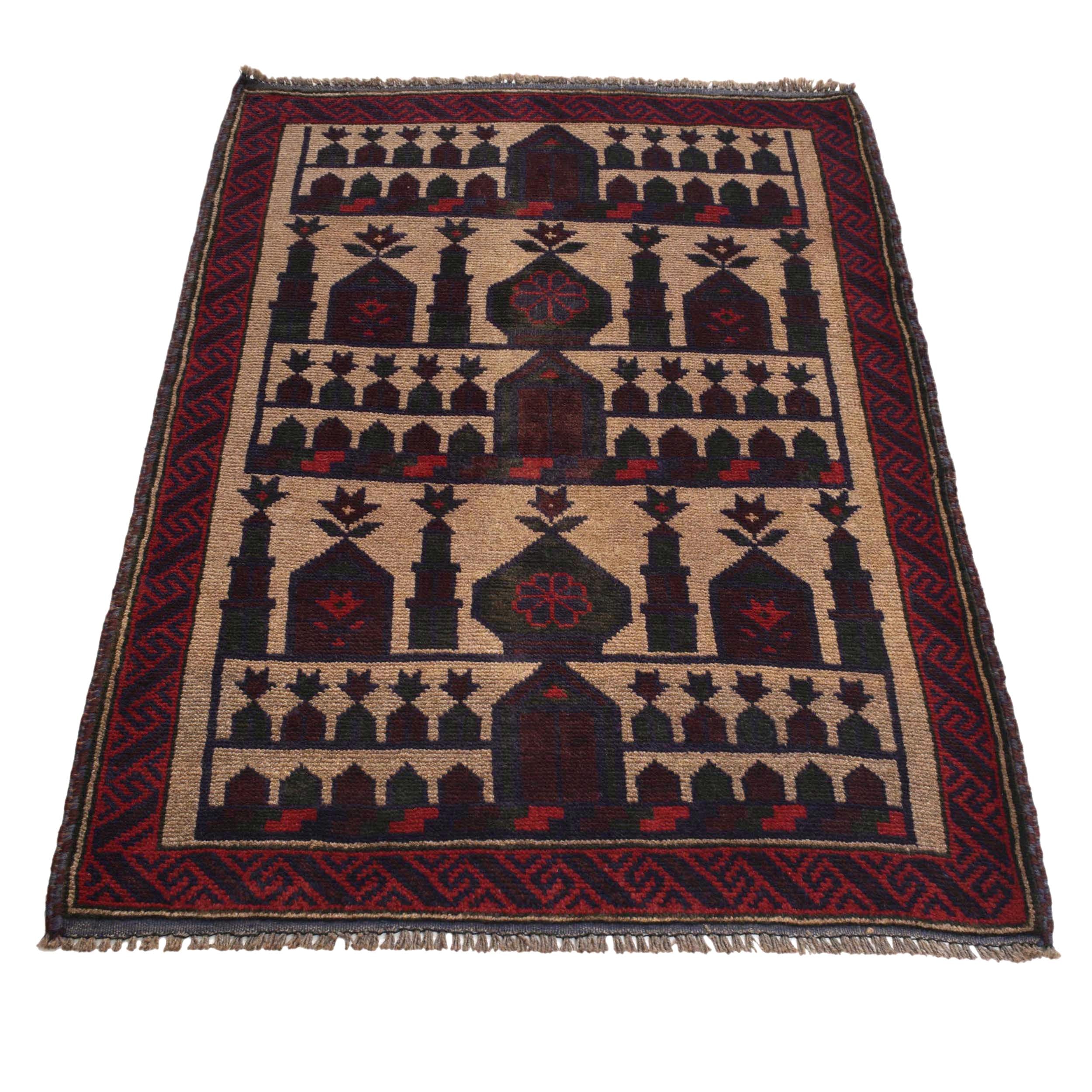 Afghan Heritage Islamic Prayer Mat 4.4x3 ft