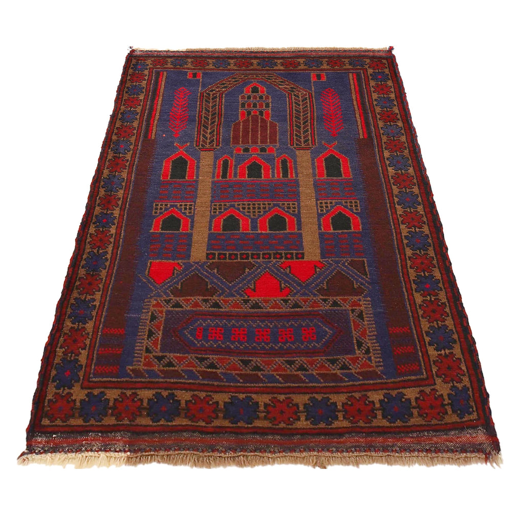 Afghan Nomadic Style Prayer Rug 4.3x2.9 ft