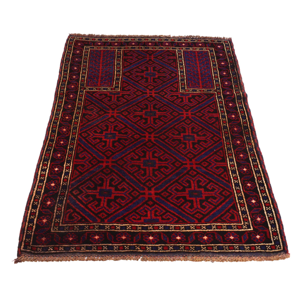 Afghan Wool Prayer Rug Pattern 4.5x2.9 ft