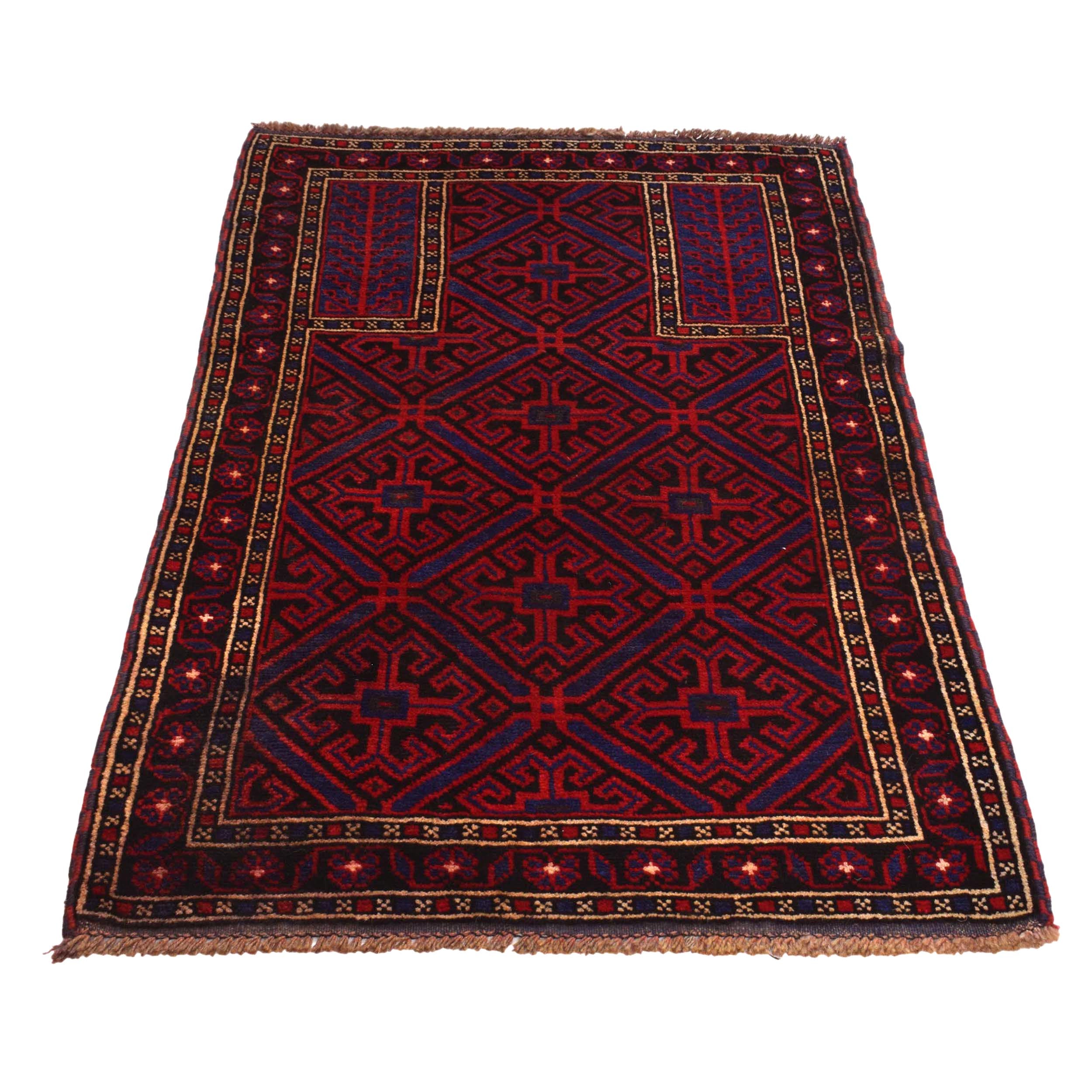 Afghan Wool Prayer Rug Pattern 4.5x2.9 ft