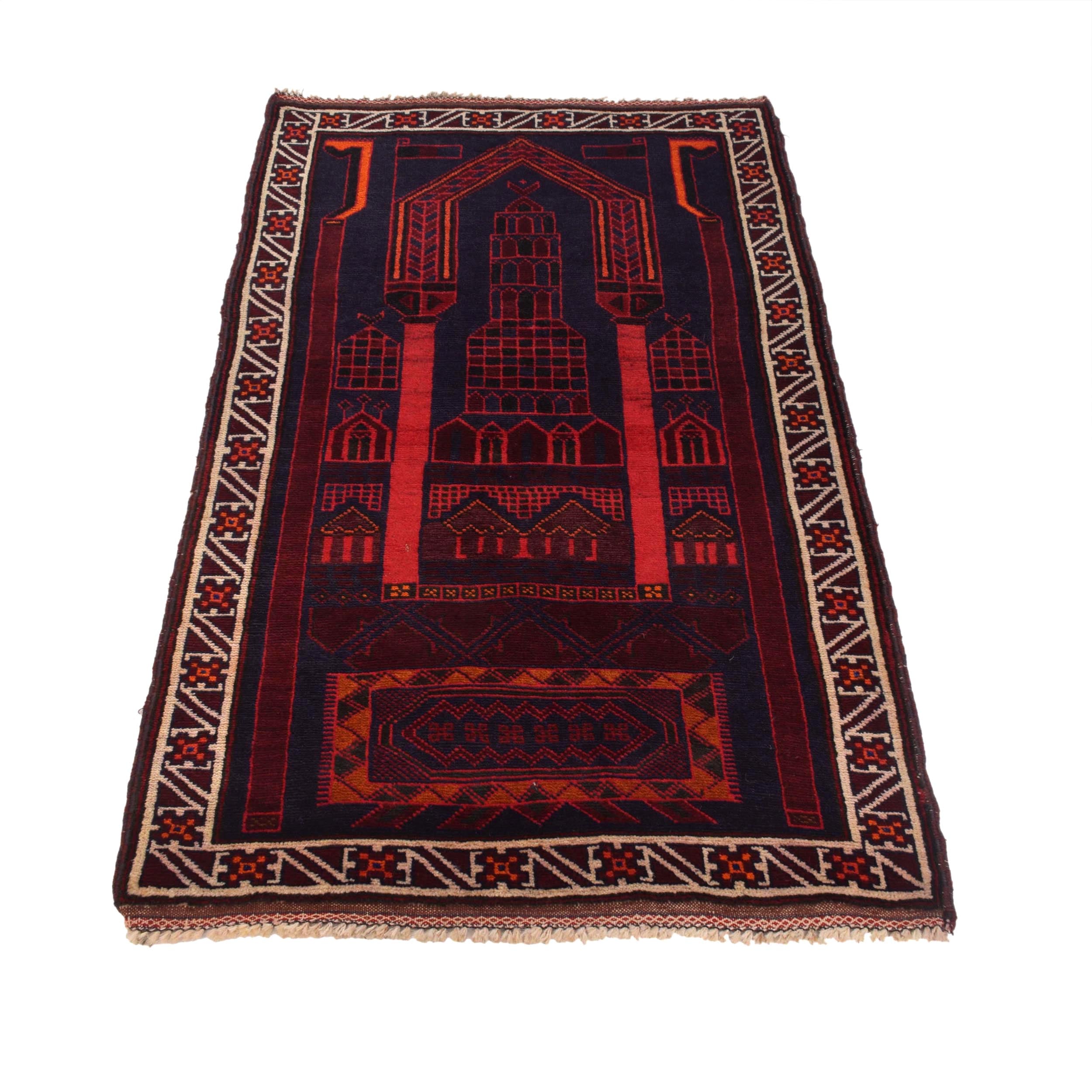 Afghan Handloom Wool Prayer Rug 4.9x2.7 ft