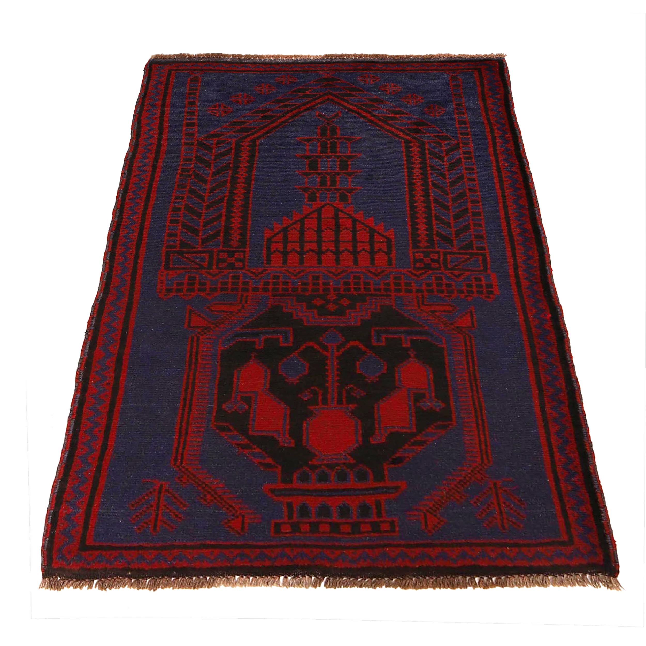 Afghan Islamic Rug Prayer Piece 4.5x2.9 ft