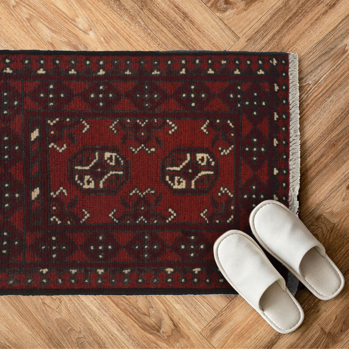 Wool Entry Rug Handmade Nomadic Wool Entry Rug | Afghan Tribal Mat – saneens.com
