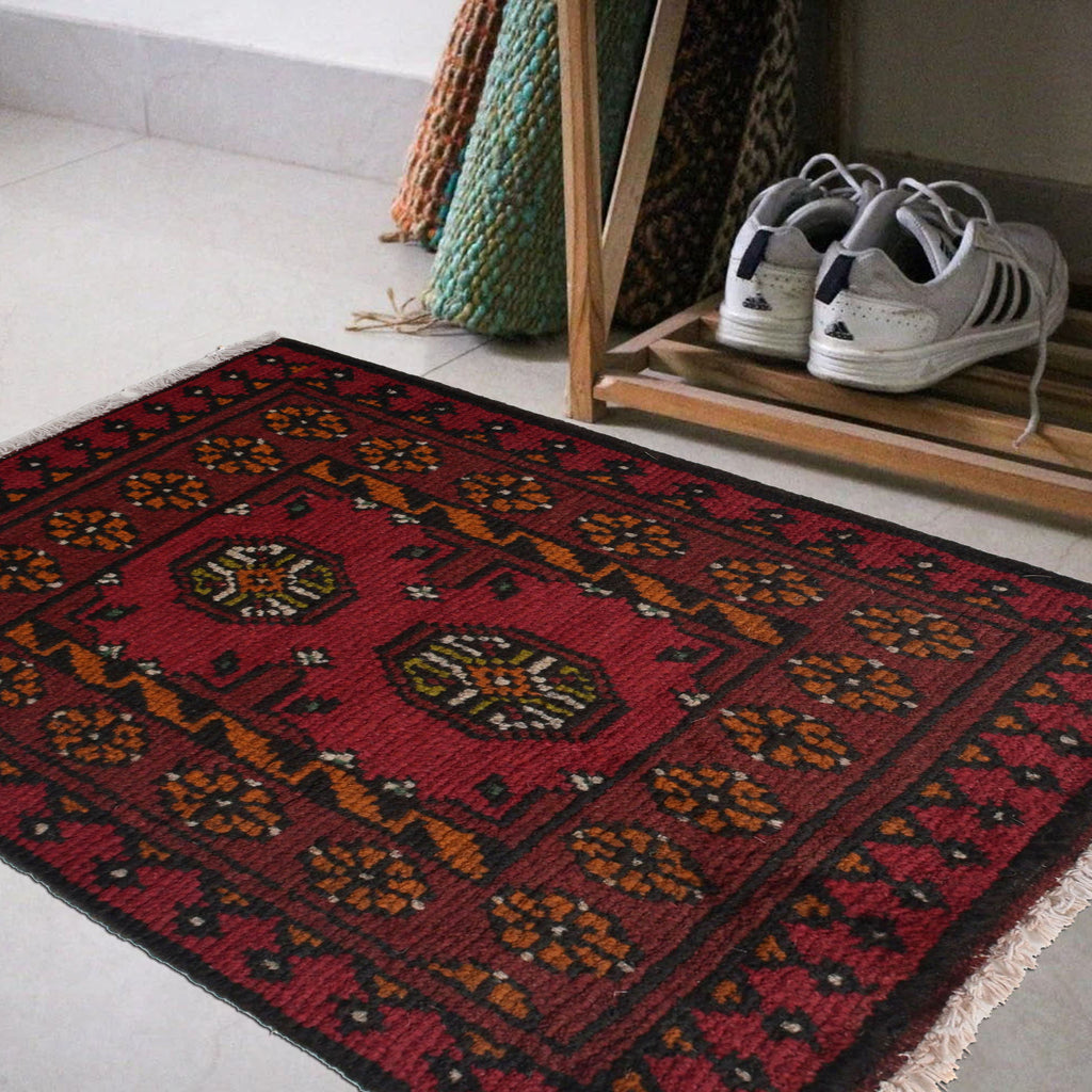 Ethnic Soft Wool Entry Rug 2.1x1.5 ft