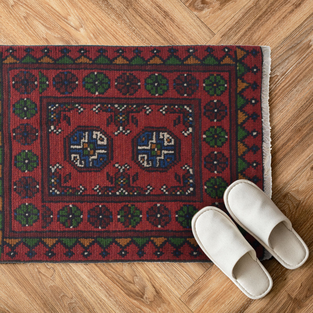 Mini Handwoven Afghan Doormat 2.2x1.6 ft