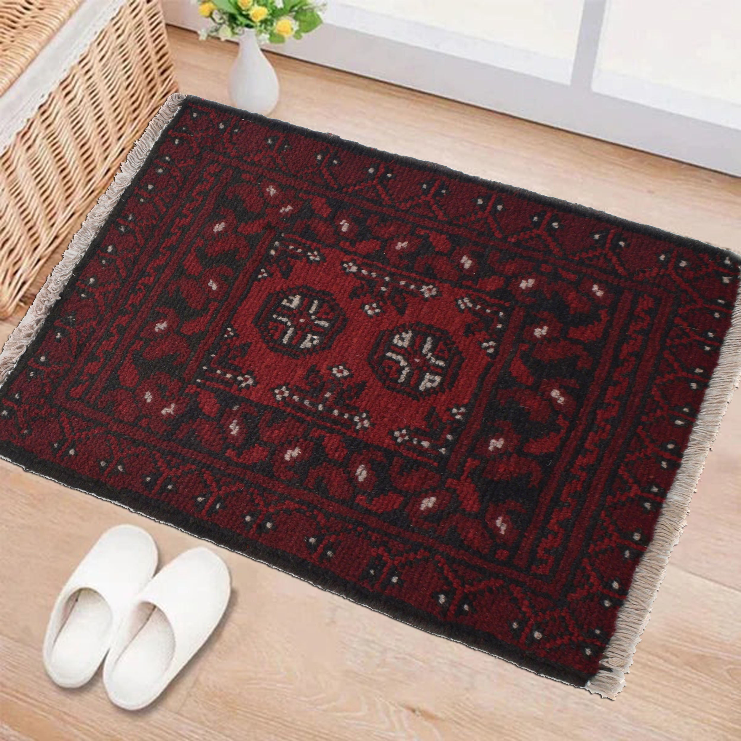 Soft Afghan Tribal Doormat 2x1.3 ft