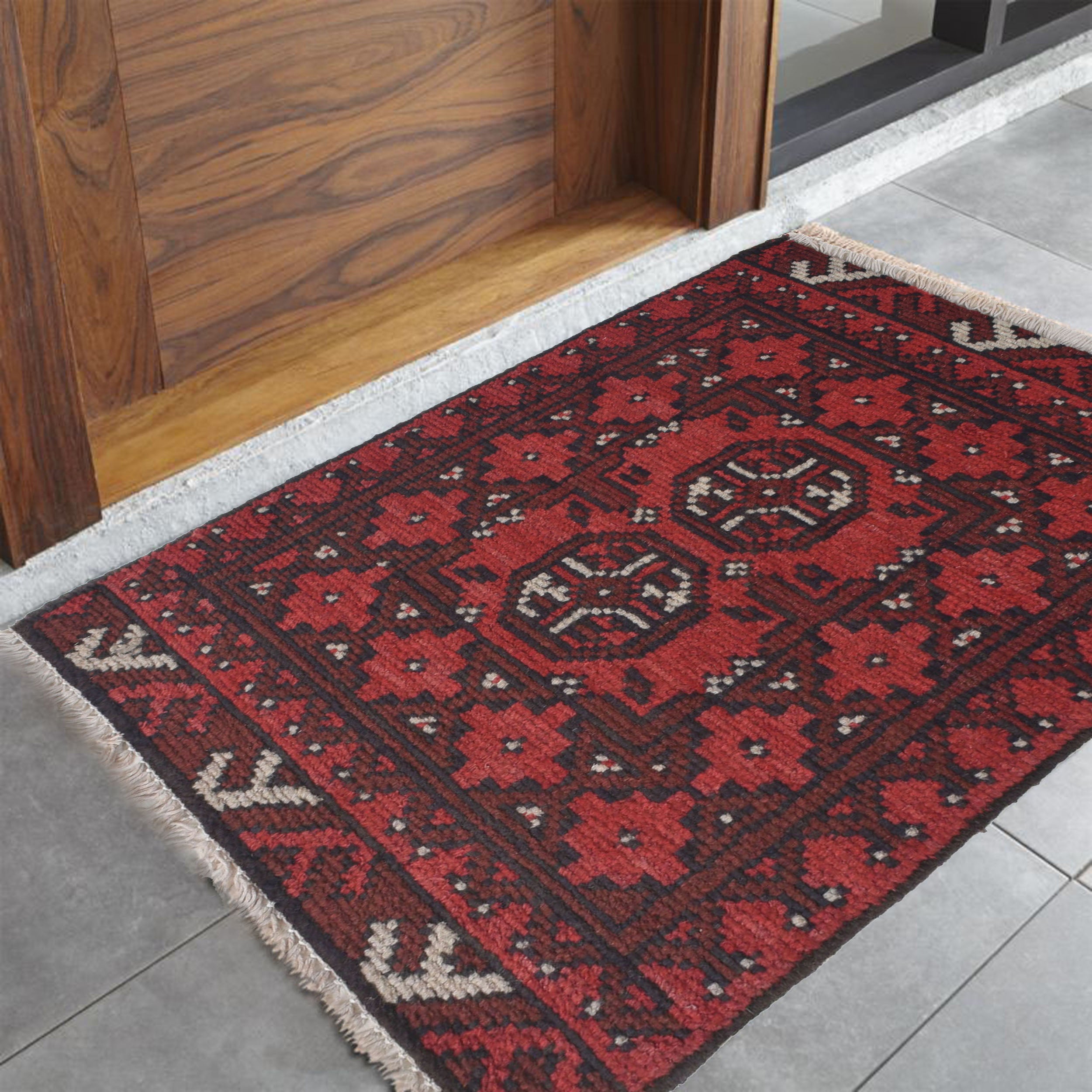 Afghan Mini Wool Floor Rug 2.1x1.5 ft