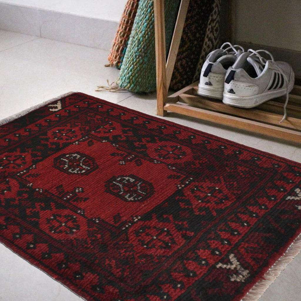 Handmade Afghan Small Entry Rug 2x1.6 ft