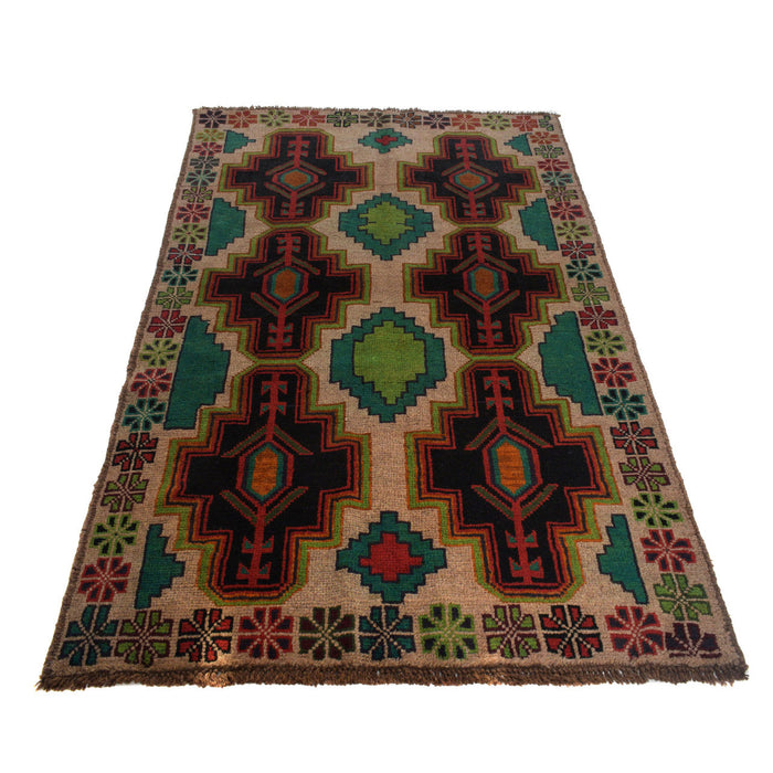 Baloch Tribal Rug, Afghan Wool Carpet, Handcrafted Tribal Carpet, 