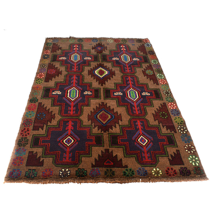 Afghan tribal design rug, Baloch wool rug, handmade tribal rug, 