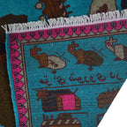 Afghan Map Cultural Motif Carpet 4.1x2.6 ft